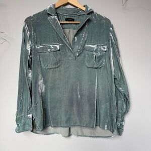 J Crew Green Velvet Shirt